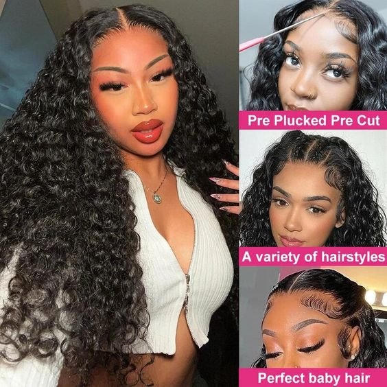 Wholesale Cambodian Raw Curly Hair Wig Vendor, 150% 180% Density 5x5 Transparent Lace Closure Human Hair Wigs For Black Women