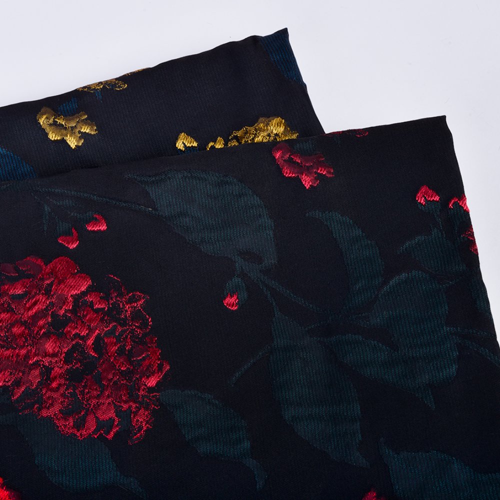 Wholesale custom yarn dyed polyester damask jacquard fabric woven 3D embroidery flower brocade fabric for clothing