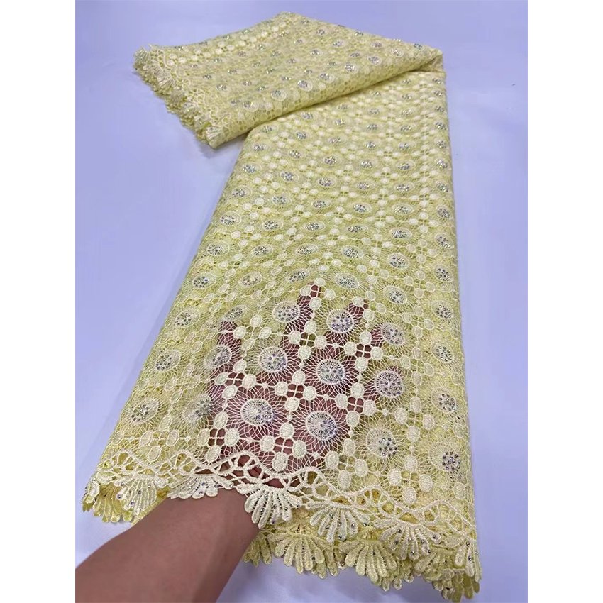 2024 New French Water Soluble Net Lace Fabric African Nigerian Cotton Lace Fabrics For Women Dress