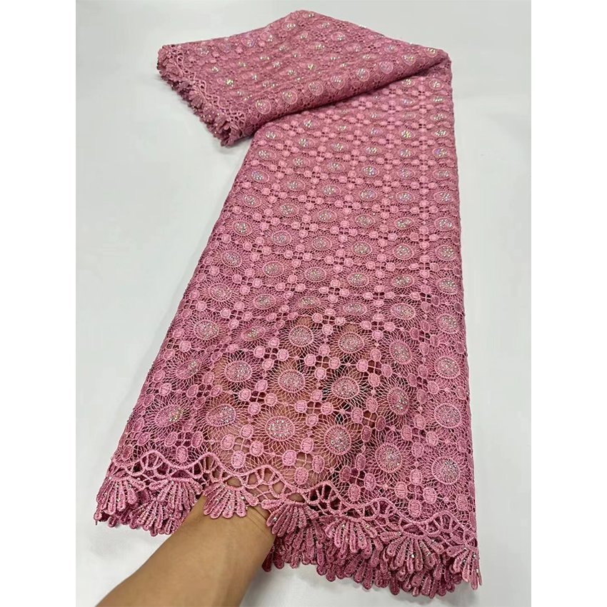 2024 New French Water Soluble Net Lace Fabric African Nigerian Cotton Lace Fabrics For Women Dress