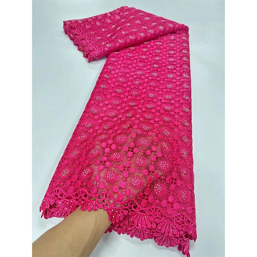 2024 New French Water Soluble Net Lace Fabric African Nigerian Cotton Lace Fabrics For Women Dress
