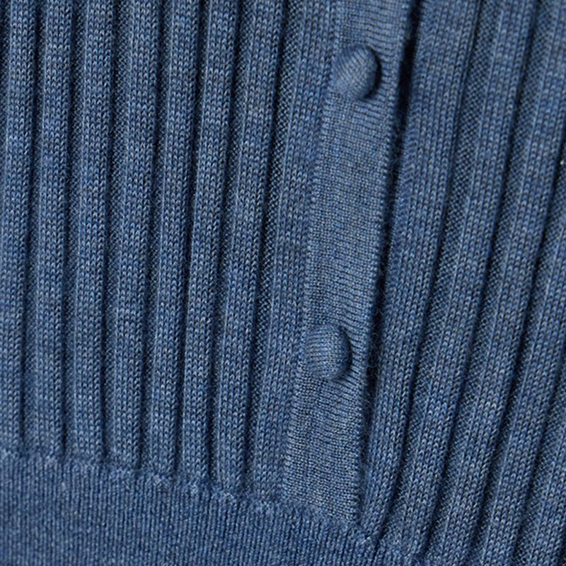 Knitwear manufacturer custom spring summer polo collar short sleeved single breasted ribbed knit women sweater midi dress