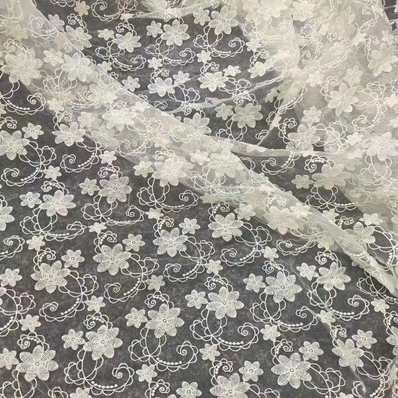 wholesale flower Lace trim cotton tulle embroidery lace fabric for clothing