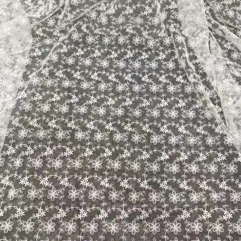 wholesale flower Lace trim cotton tulle embroidery lace fabric for clothing