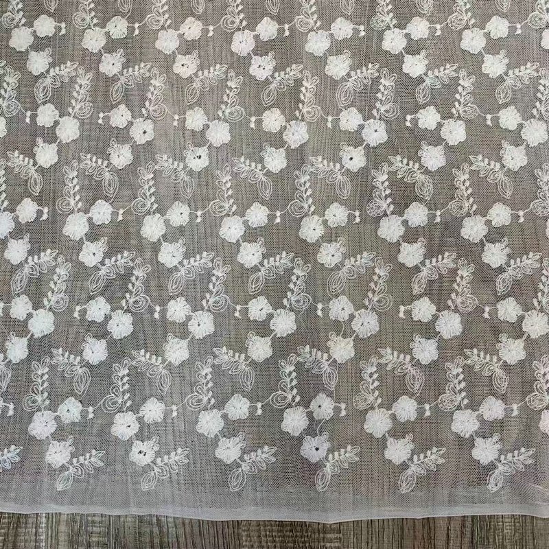 wholesale flower Lace trim cotton tulle embroidery lace fabric for clothing
