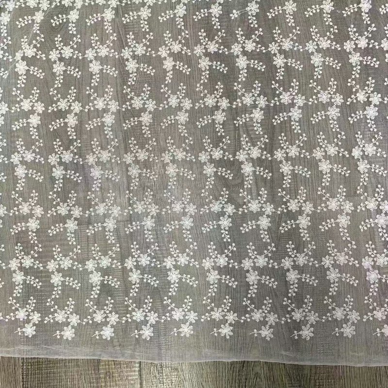 wholesale flower Lace trim cotton tulle embroidery lace fabric for clothing