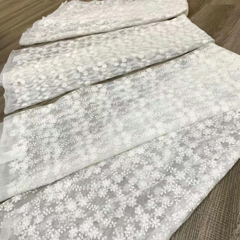 wholesale flower Lace trim cotton tulle embroidery lace fabric for clothing