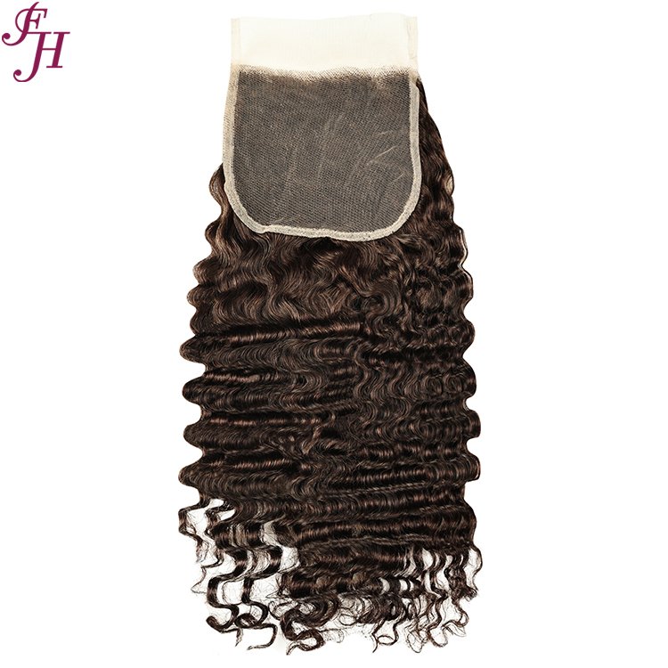 FH factory transparent burmese curly hair closure brazilian virgin 4x4 5x5 13x4 burmese curl lace frontal closure wholesale