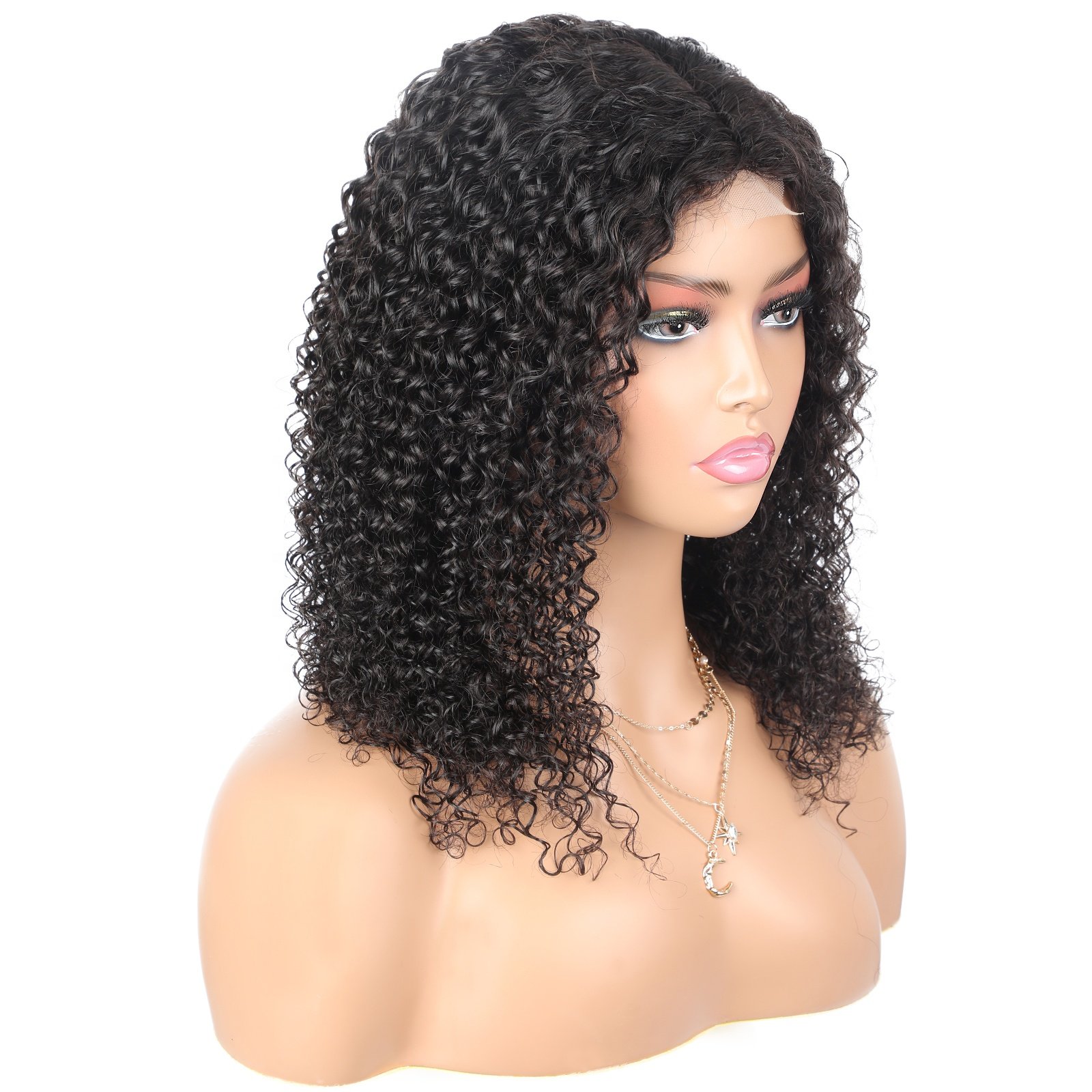 SFM Brand Glueless Human Hair Lace Front Brazilian Wig Deep AfroKinky Jerry Curly Hair Wig for Black Women