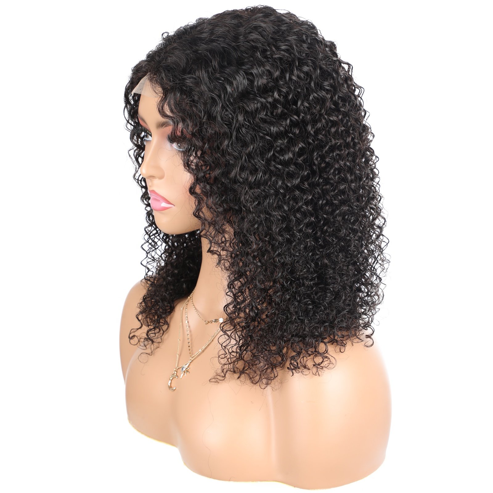 SFM Brand Glueless Human Hair Lace Front Brazilian Wig Deep AfroKinky Jerry Curly Hair Wig for Black Women
