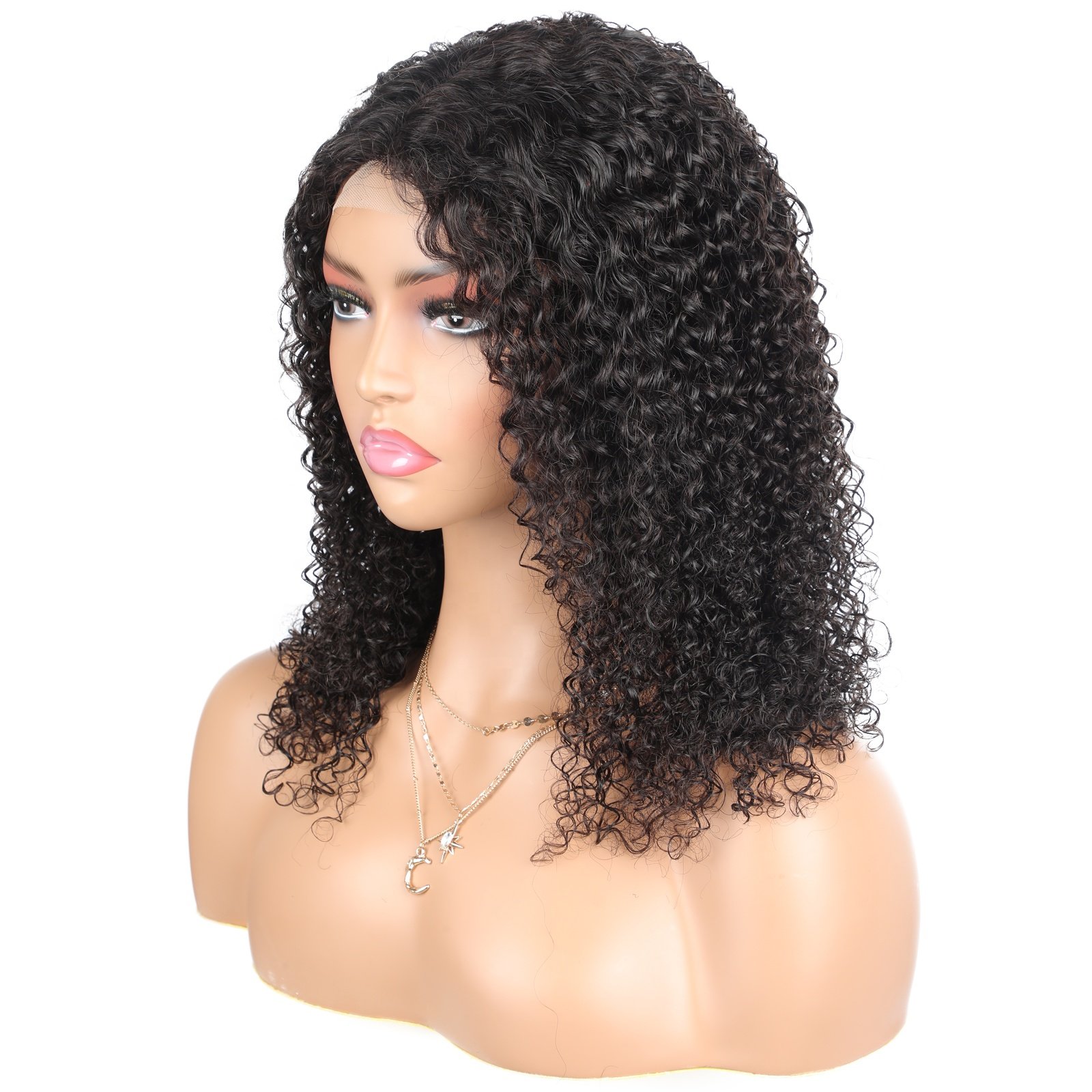 SFM Brand Glueless Human Hair Lace Front Brazilian Wig Deep AfroKinky Jerry Curly Hair Wig for Black Women
