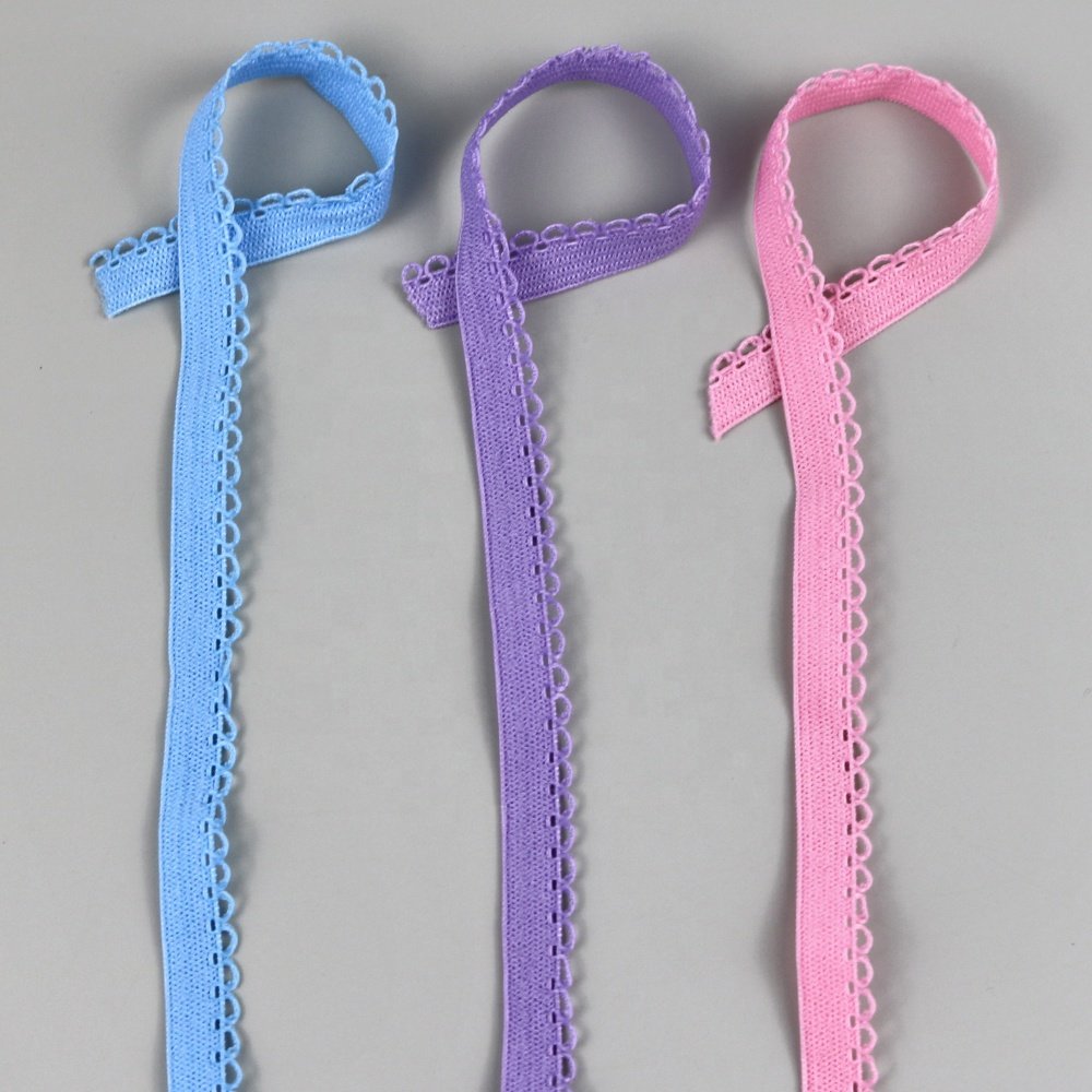 Factory wholesale new fancy picot knitted elastic lace edging trim webbing for pants