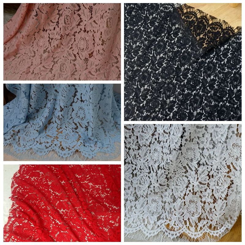 DELACE High quality Multicolor hand made nature flower figure fabric eyelashi lace For Wedding Dresses Women lace