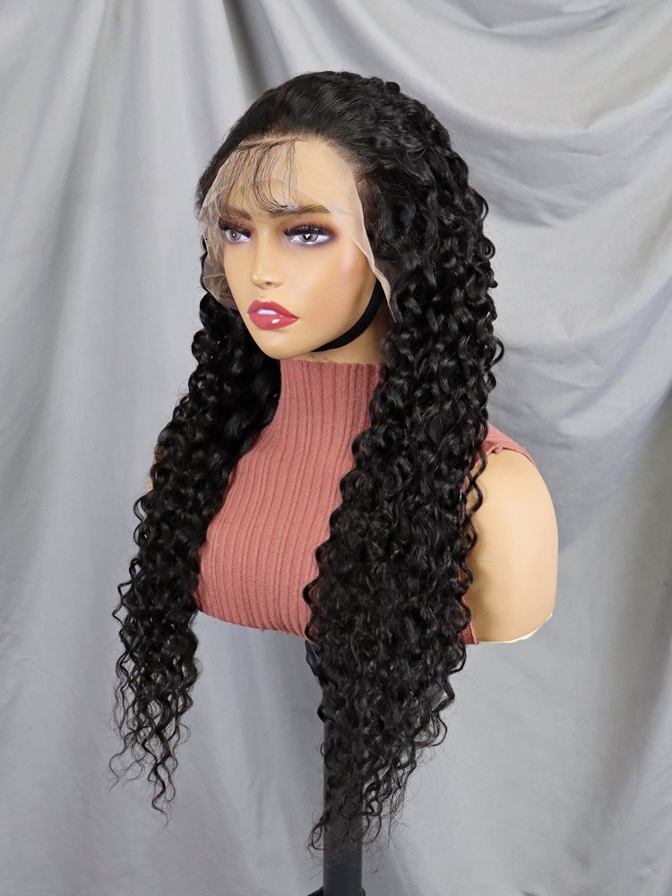 Cuticle Aligned Virgin Raw Indian Hair Wig, Black Women 13x4 Full Frontal Lace Wig, 100% Unprocessed Water Wave Wig Human Hair