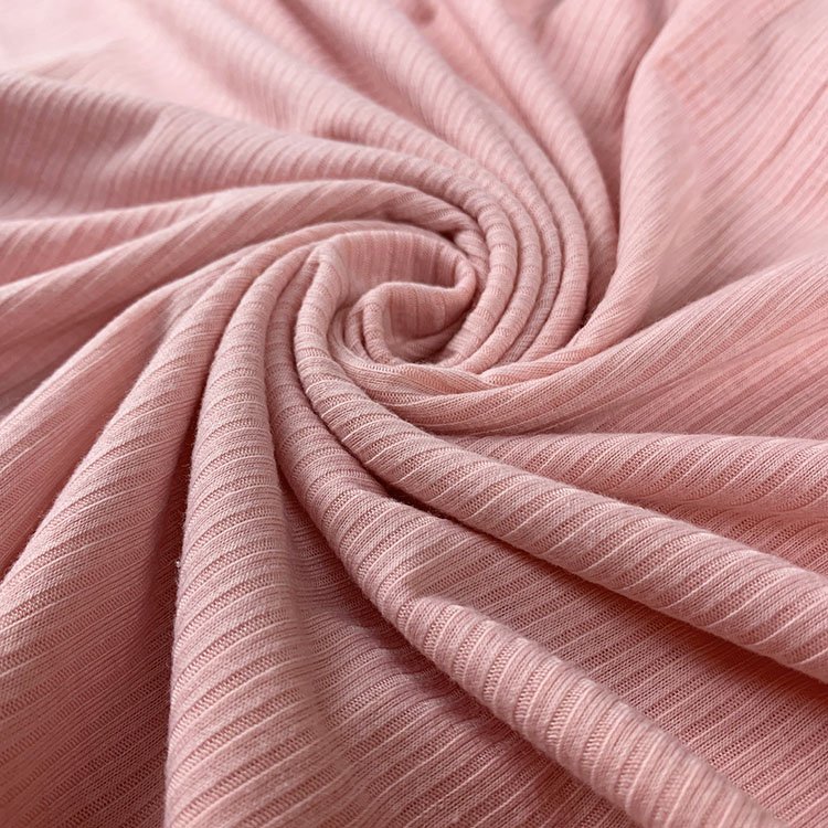 Suerte Solid Colors in Stock Polyester Knitted Fabric Ribbed Extra Wide 2*2 Rib Fabric for Clothing Dress Pajama Sleepwear