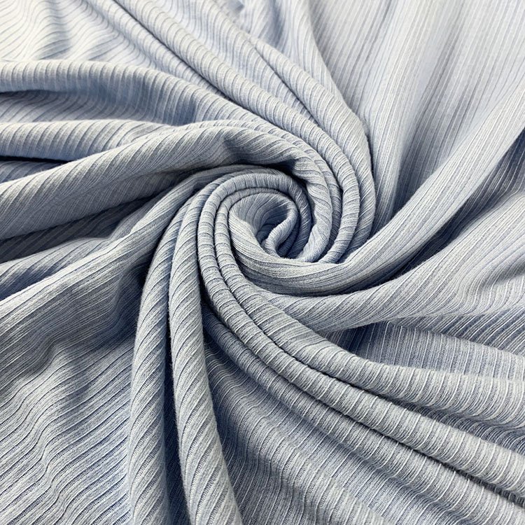 Suerte Solid Colors in Stock Polyester Knitted Fabric Ribbed Extra Wide 2*2 Rib Fabric for Clothing Dress Pajama Sleepwear