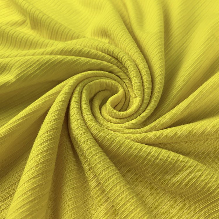 Suerte Solid Colors in Stock Polyester Knitted Fabric Ribbed Extra Wide 2*2 Rib Fabric for Clothing Dress Pajama Sleepwear