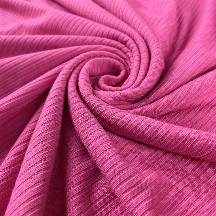 Suerte Solid Colors in Stock Polyester Knitted Fabric Ribbed Extra Wide 2*2 Rib Fabric for Clothing Dress Pajama Sleepwear