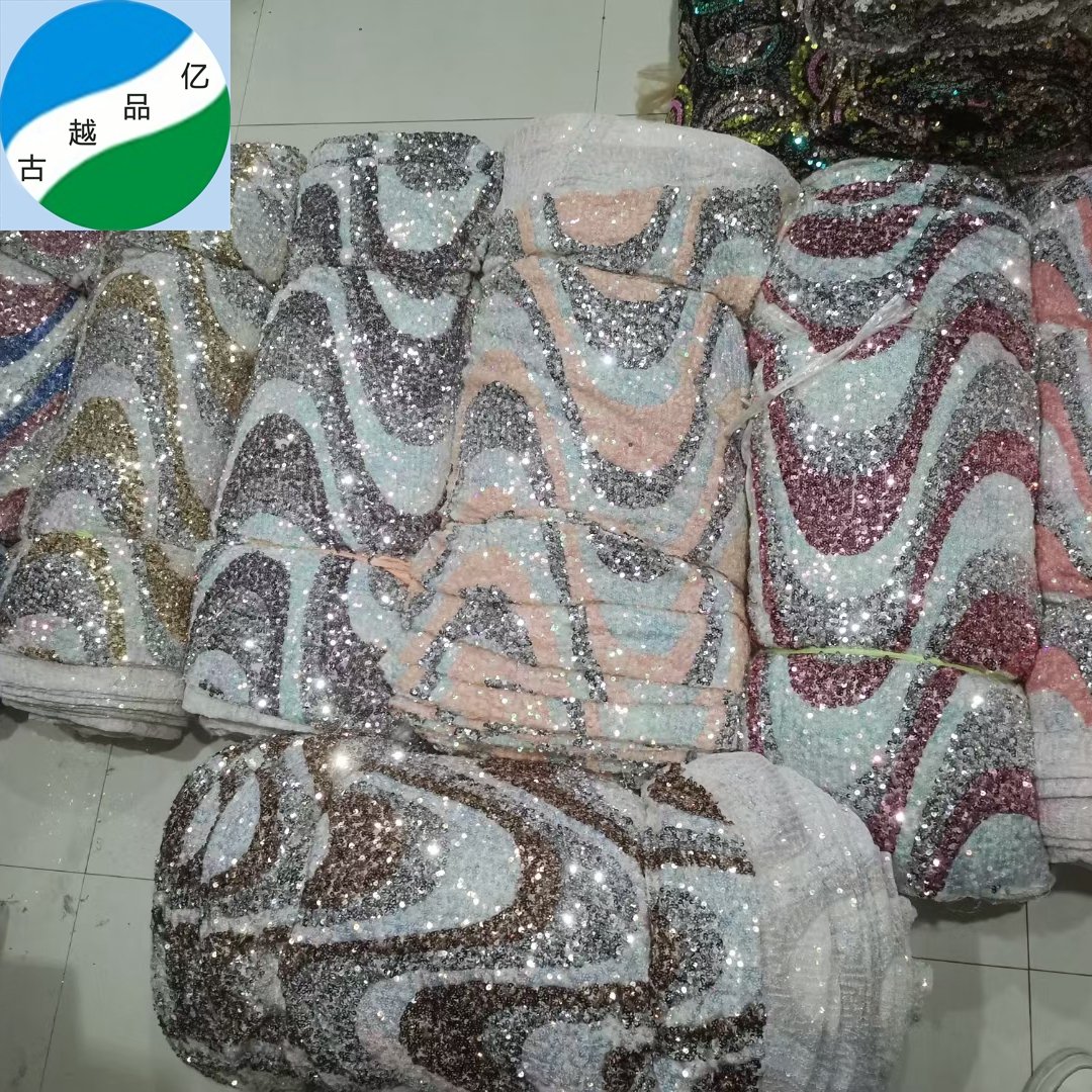ready goods stock fabric good selling big quantity 100% polyester sequins embroidered stock fabric