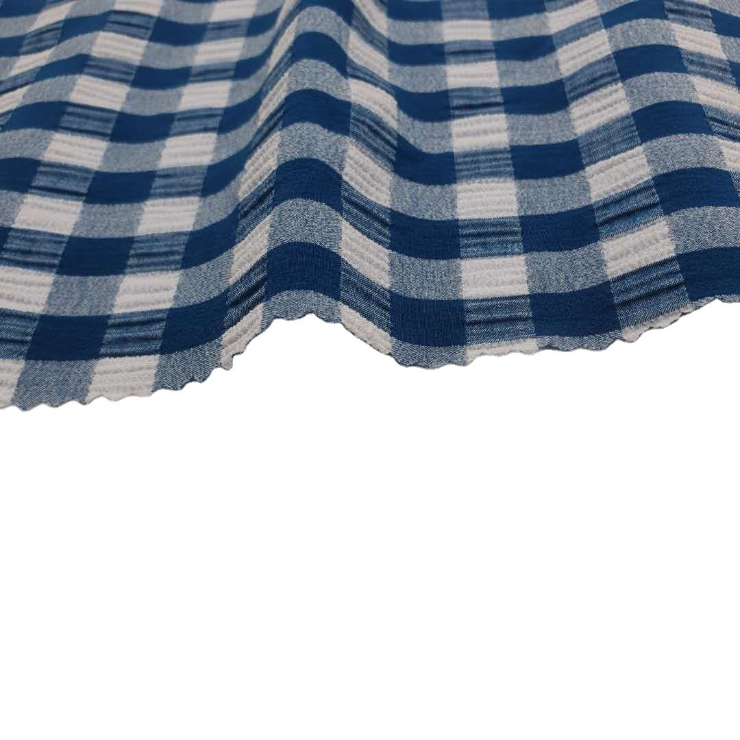 Fabric for Swimwear Dress Garments High Stretch Pleated Crinkle Seersucker Ribs Jacquard Sports Gingham High Quality Knitted 34G