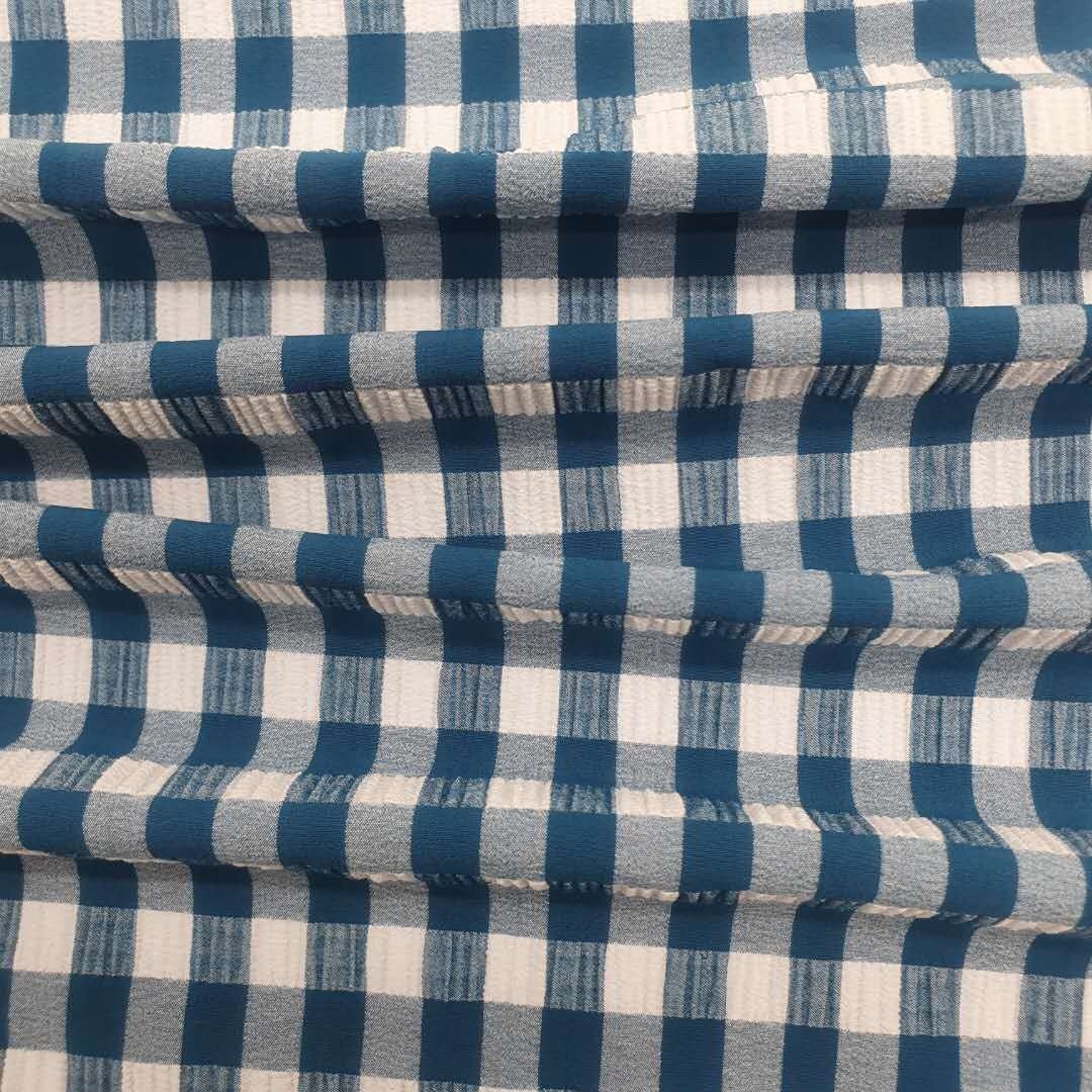 Fabric for Swimwear Dress Garments High Stretch Pleated Crinkle Seersucker Ribs Jacquard Sports Gingham High Quality Knitted 34G