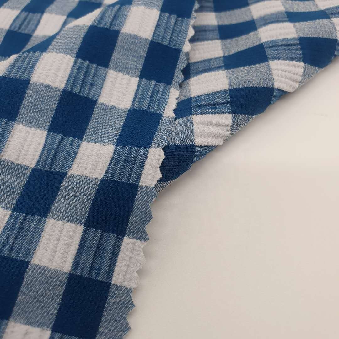 Fabric for Swimwear Dress Garments High Stretch Pleated Crinkle Seersucker Ribs Jacquard Sports Gingham High Quality Knitted 34G