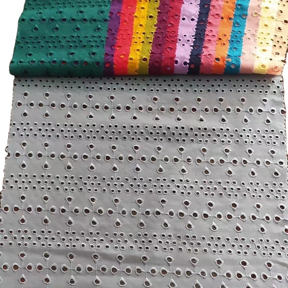 Factory sale cotton lace embroidery Eyelet lace Cheaper Price dry lace for dress