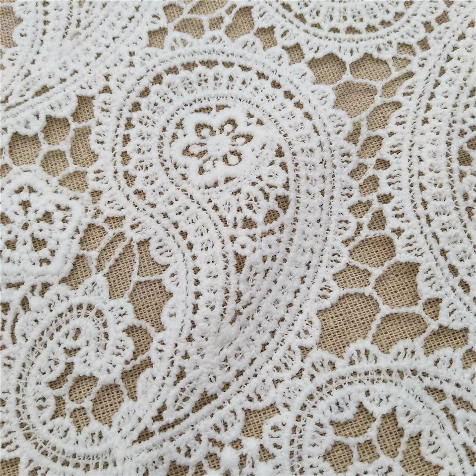Factory Spot French Lace Embroidery Fabric for Dress Top Quality Custom Wholesale Water Soluble Polyester / Cotton