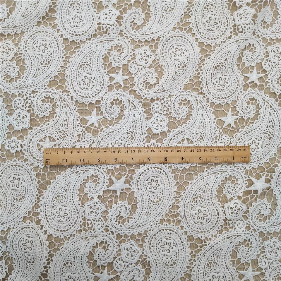 Factory Spot French Lace Embroidery Fabric for Dress Top Quality Custom Wholesale Water Soluble Polyester / Cotton