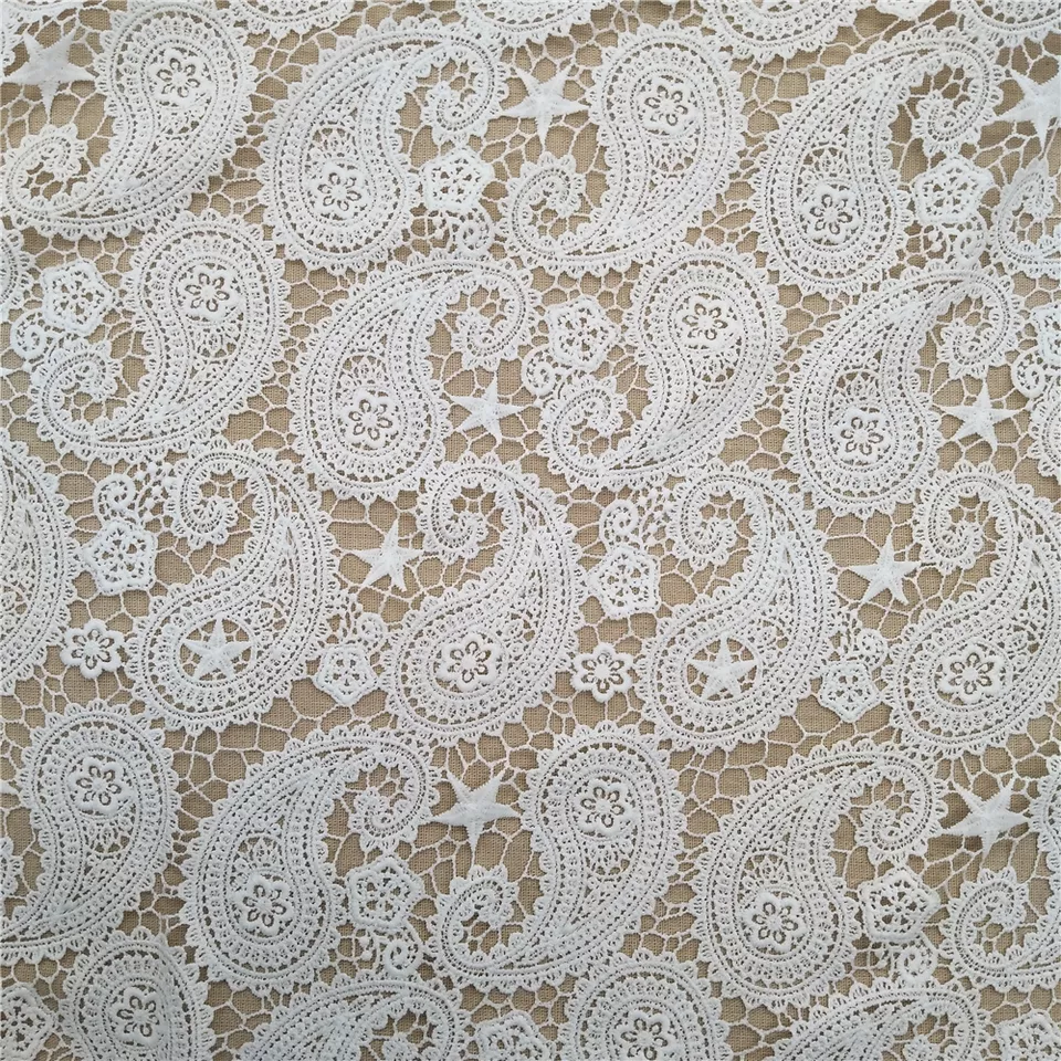 Factory Spot French Lace Embroidery Fabric for Dress Top Quality Custom Wholesale Water Soluble Polyester / Cotton