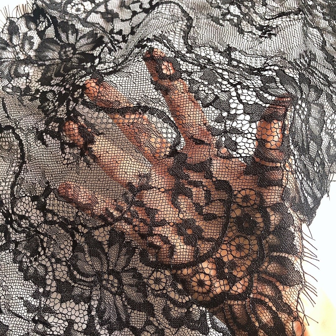 30CM new arrival floral chantilly french eyelash lace trim fabric for bridal LT2638B
