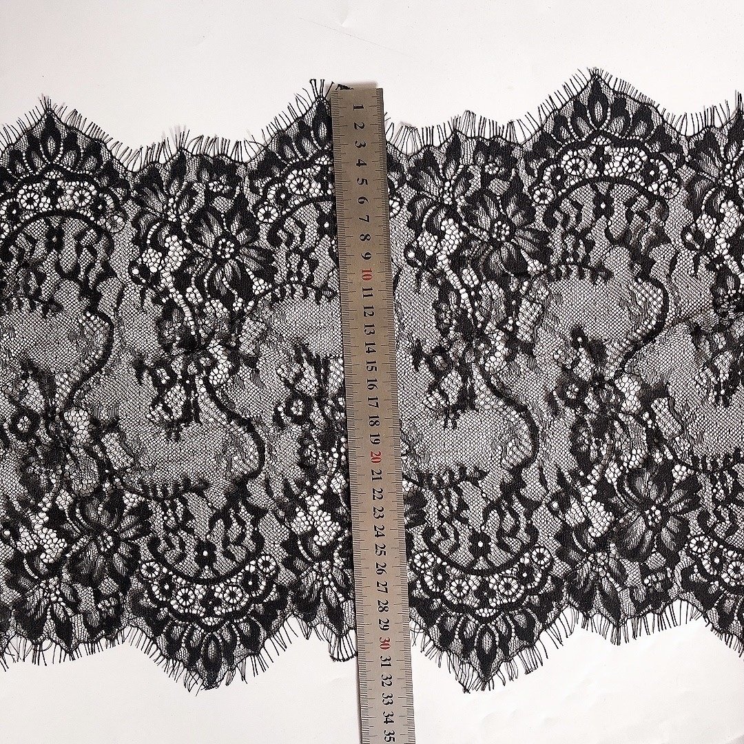 30CM new arrival floral chantilly french eyelash lace trim fabric for bridal LT2638B