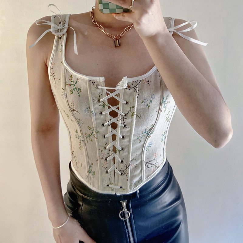 Womens Lace Up Corset Bustier Sexy Waist Trainer Belt Bustier Underbust Corset for women