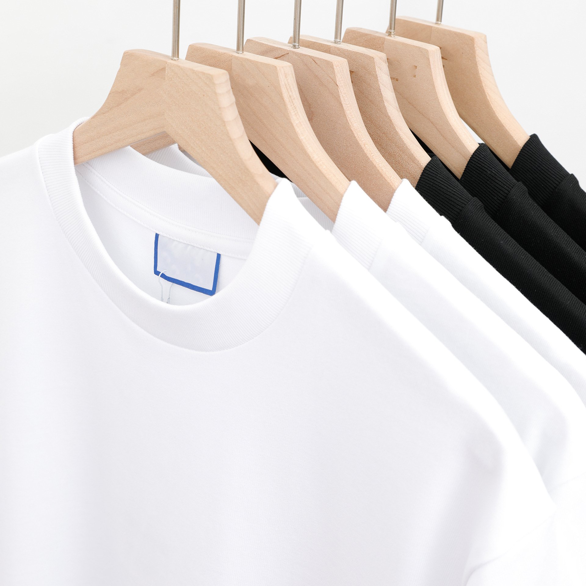 400 Gsm Heavy Oversized Tee Shirt Custom Logo T Shirt Rib Thick Collar Mock Neck High Quality Heavyweight T-shirt