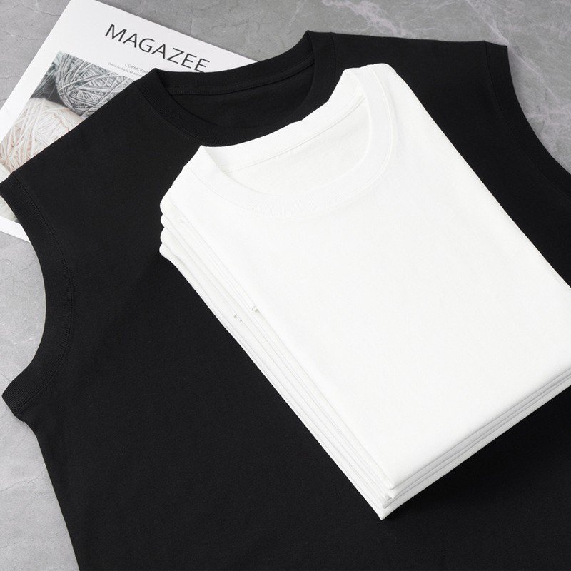 Breathable Men Tank Top Shirts 270 Grams Anti-pilling Pure Cotton Ribbed Sleeveless Top Tank Shirts Mens Singlets Tank Tees