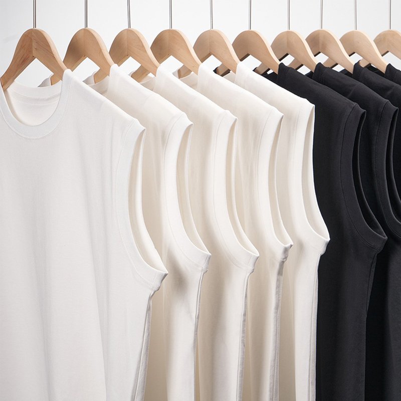 Breathable Men Tank Top Shirts 270 Grams Anti-pilling Pure Cotton Ribbed Sleeveless Top Tank Shirts Mens Singlets Tank Tees