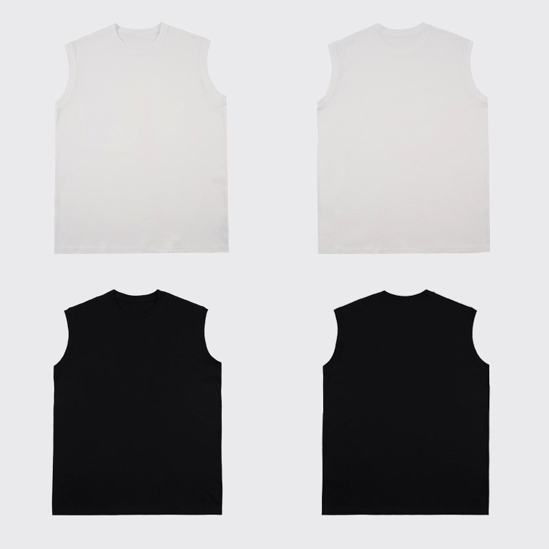 Breathable Men Tank Top Shirts 270 Grams Anti-pilling Pure Cotton Ribbed Sleeveless Top Tank Shirts Mens Singlets Tank Tees
