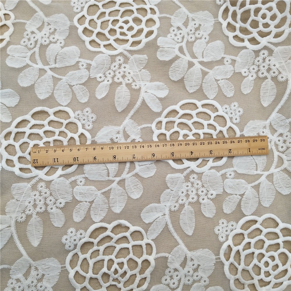 White wedding dress fabric tulle lace fabric embroidered embroidery