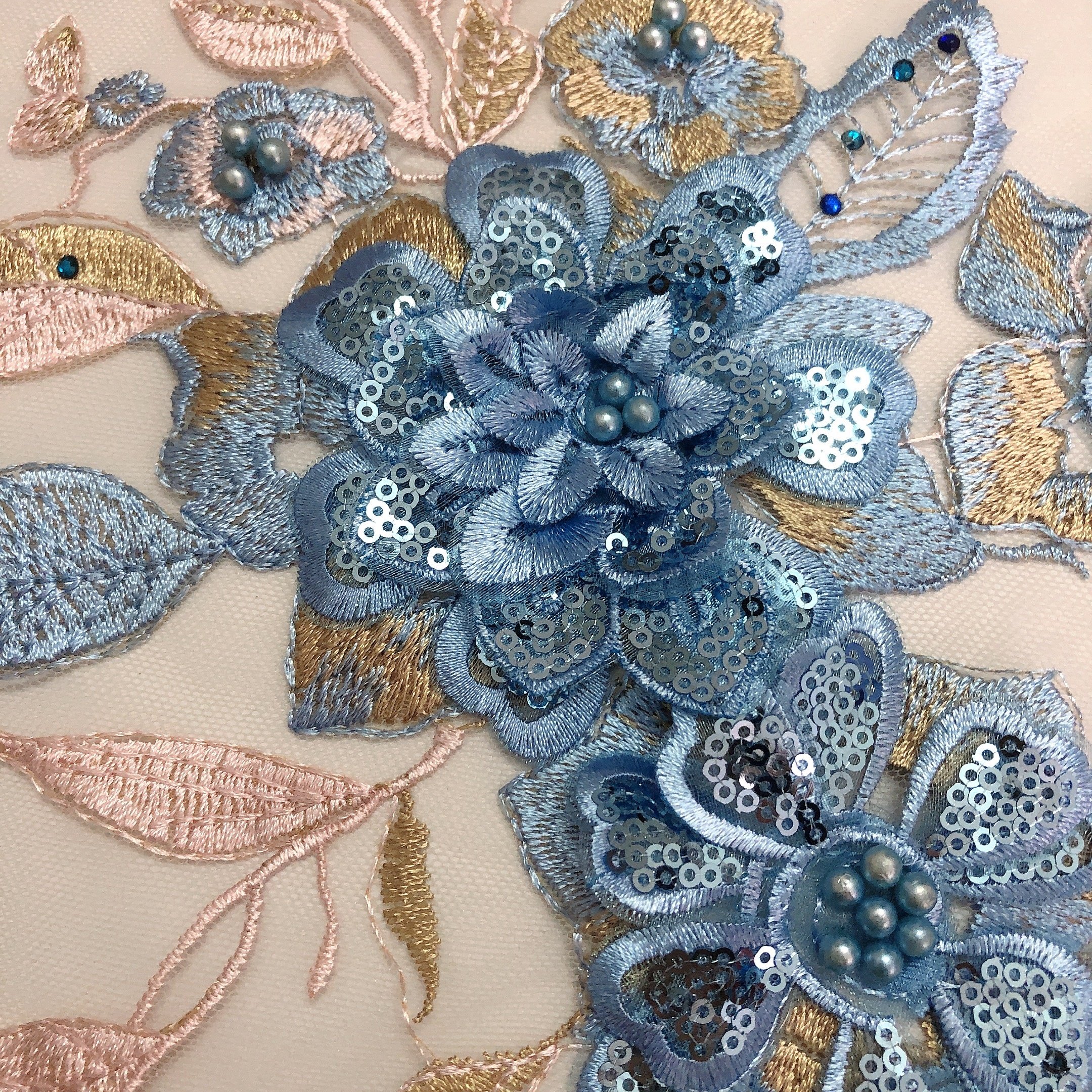 Multi color wedding decorations bridal lace applique crystal 3d LT2271A