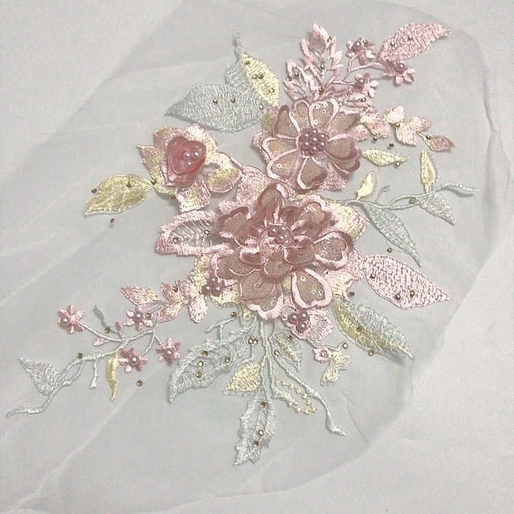 Multi color wedding decorations bridal lace applique crystal 3d LT2271A