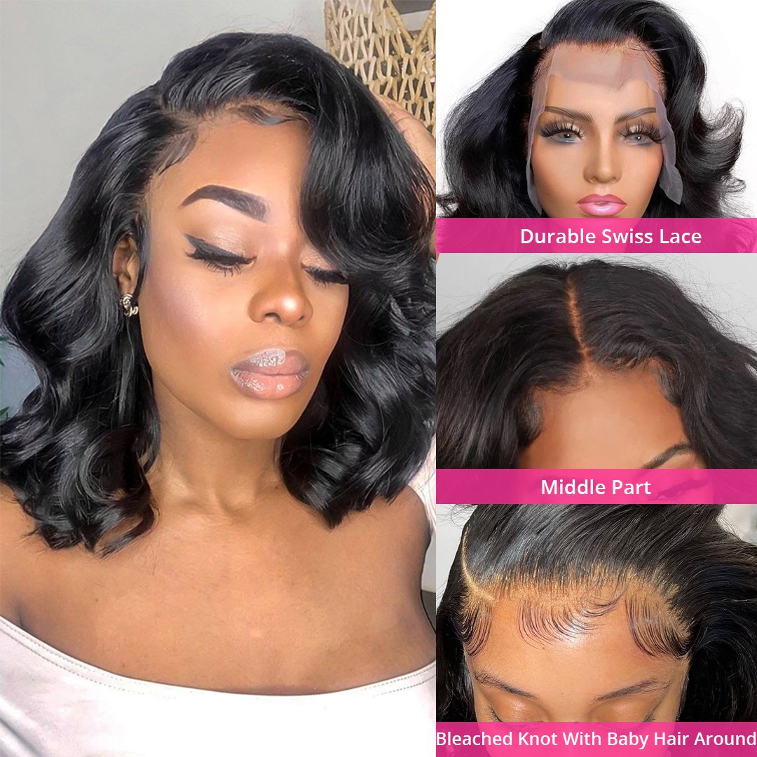 PrePlucked Hairline 10 Inch Transparent Full Lace Wigs PrePlucked Hairline Remy Cheap Brazilian Human Hair Wigs For Women