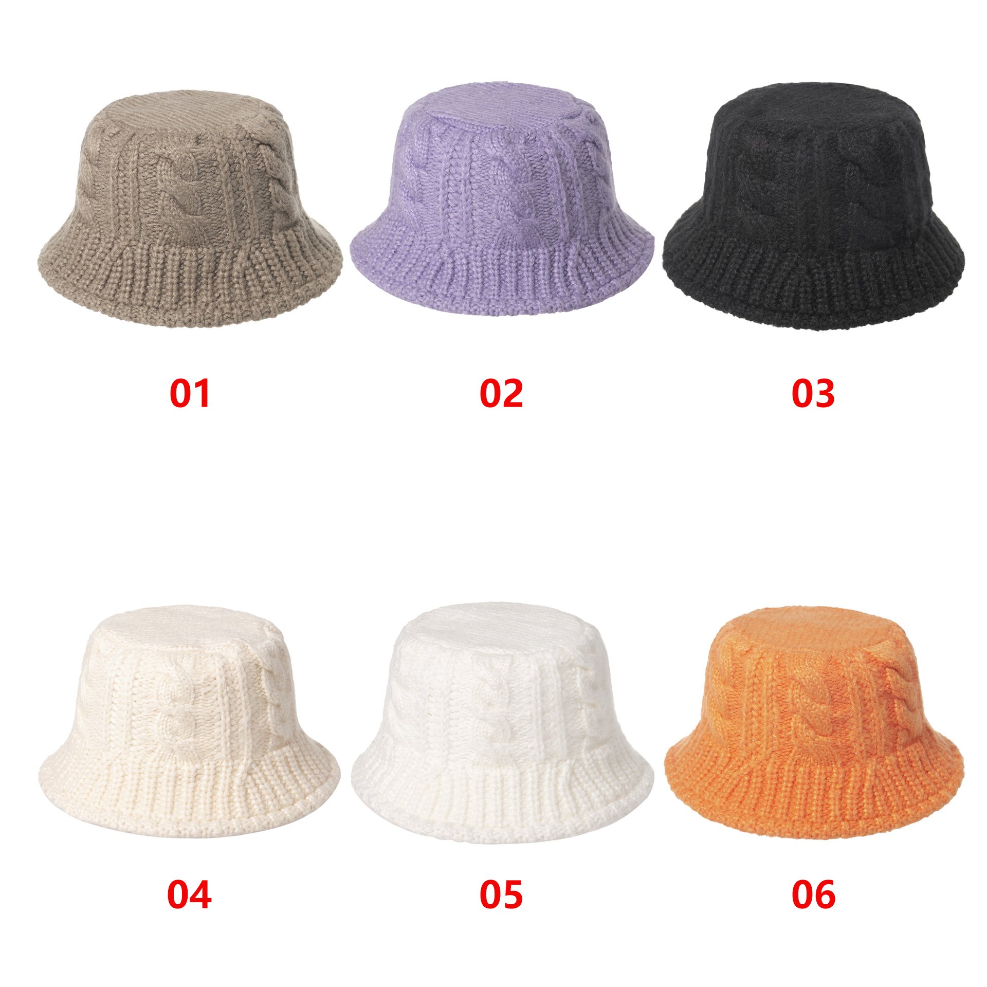 EE195 Winter Acrylic Knitted Bucket Hat Soft Warm Knit Bucket Hats Foldable Chunky Cloche Cap Slouchy Women Ribbed Knitted Caps