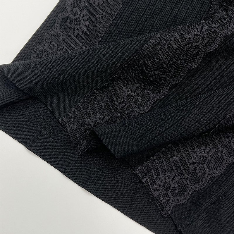 wholesale custom logo black summer corset crop sleeveless slim fit polyester Sexy V-neck knitted lace women tank top vest