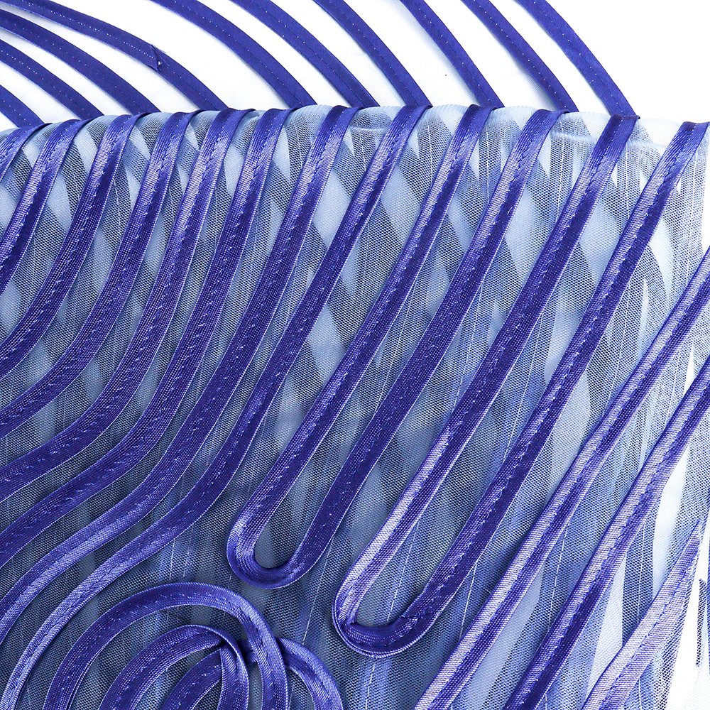 Fashion Design Embroidery Tulle Net Fabric 100% Polyester Blue 3D Lace fabric For Women Dress