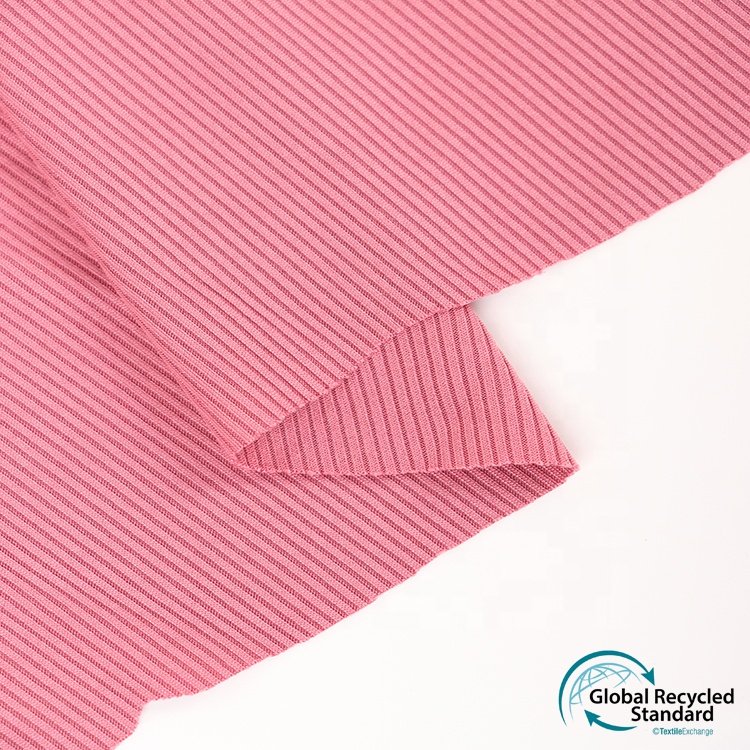 Clothing Rib RPET Eco-friendly Knitting Recyle Fabric 95%Recycle Polyester 5%Spandex Ready-to-ship Goods 240gsm Women Sportswear