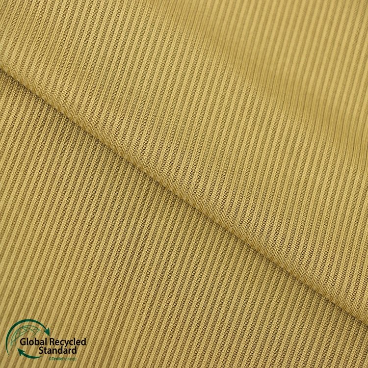 Clothing Rib RPET Eco-friendly Knitting Recyle Fabric 95%Recycle Polyester 5%Spandex Ready-to-ship Goods 240gsm Women Sportswear