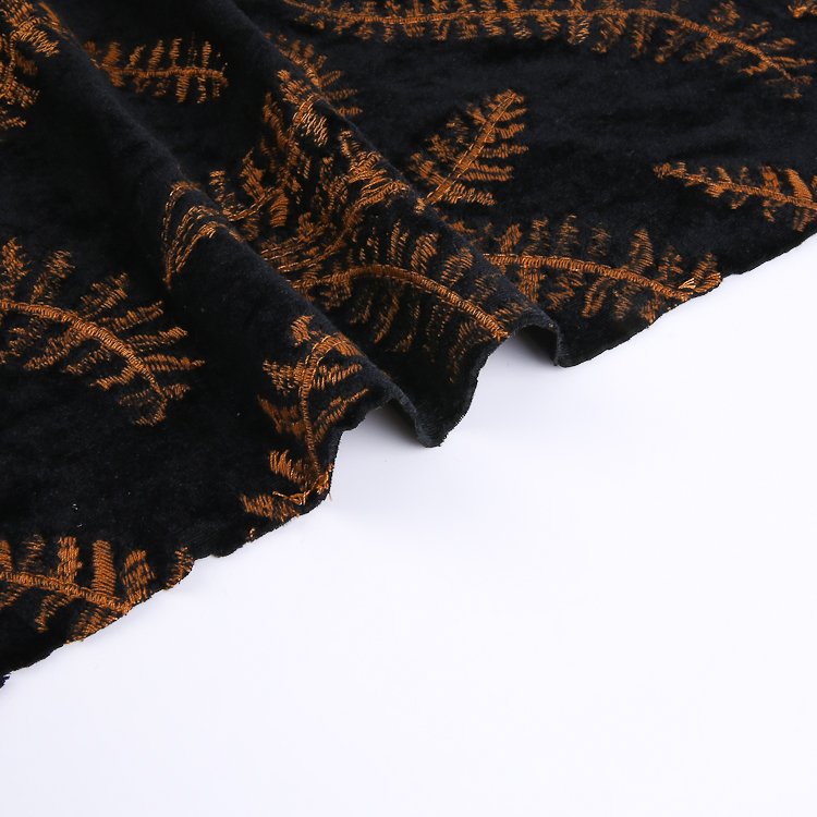 HA-14320B Manufacturers wholesale custom spandex polyester velvet embroidery fabrics for clothing with embroidery
