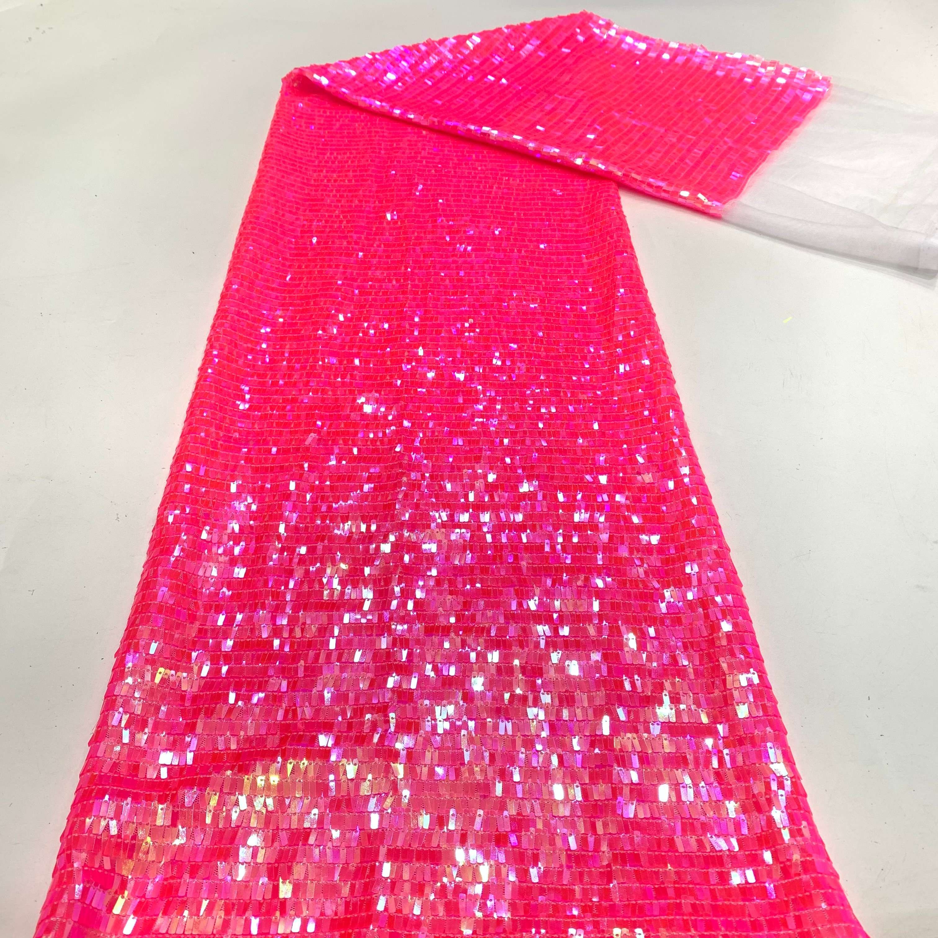 3901 Latest Sequin Tulle Lace Fabric Guipure Lace Western Sequins Embroidery Fabric for dress