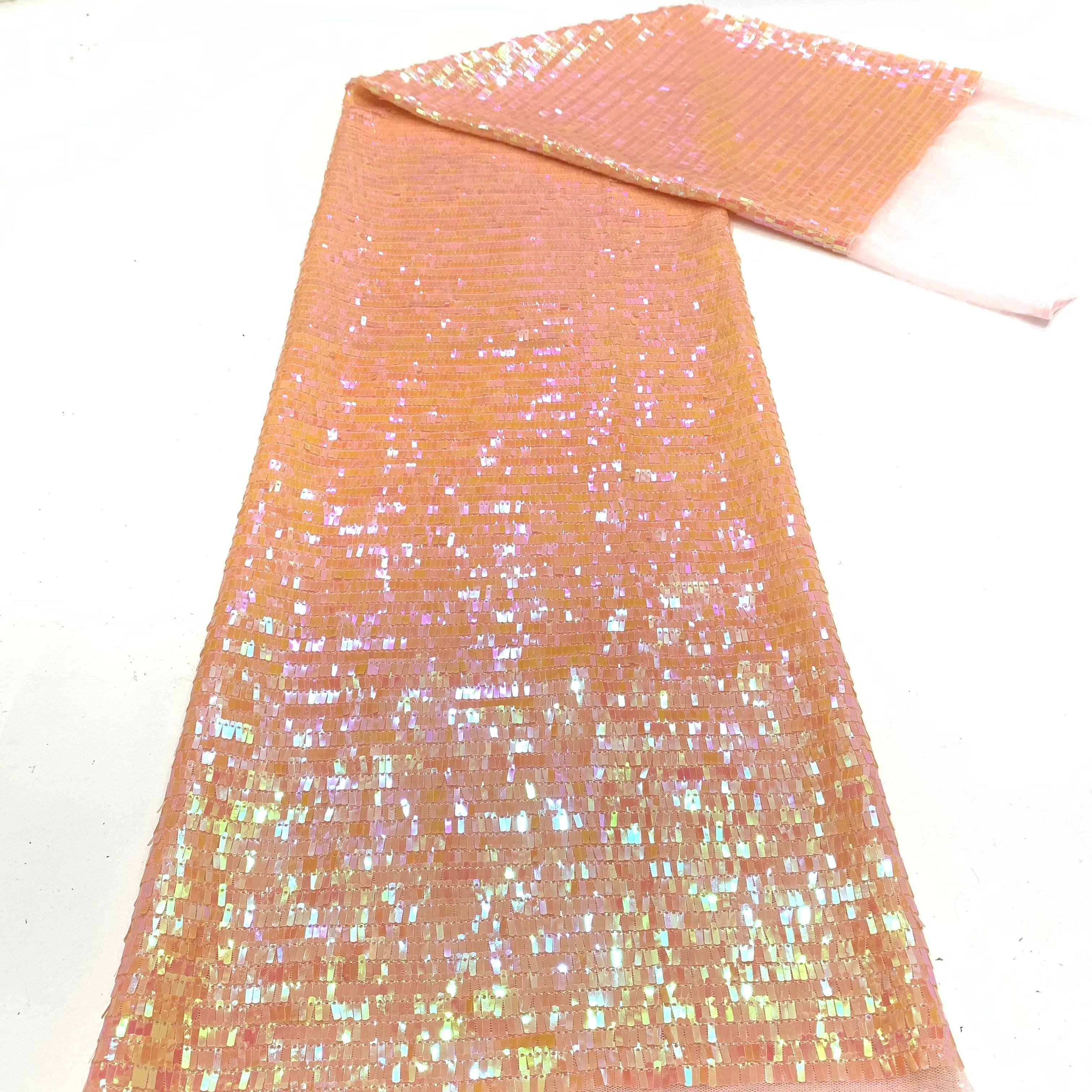 3901 Latest Sequin Tulle Lace Fabric Guipure Lace Western Sequins Embroidery Fabric for dress