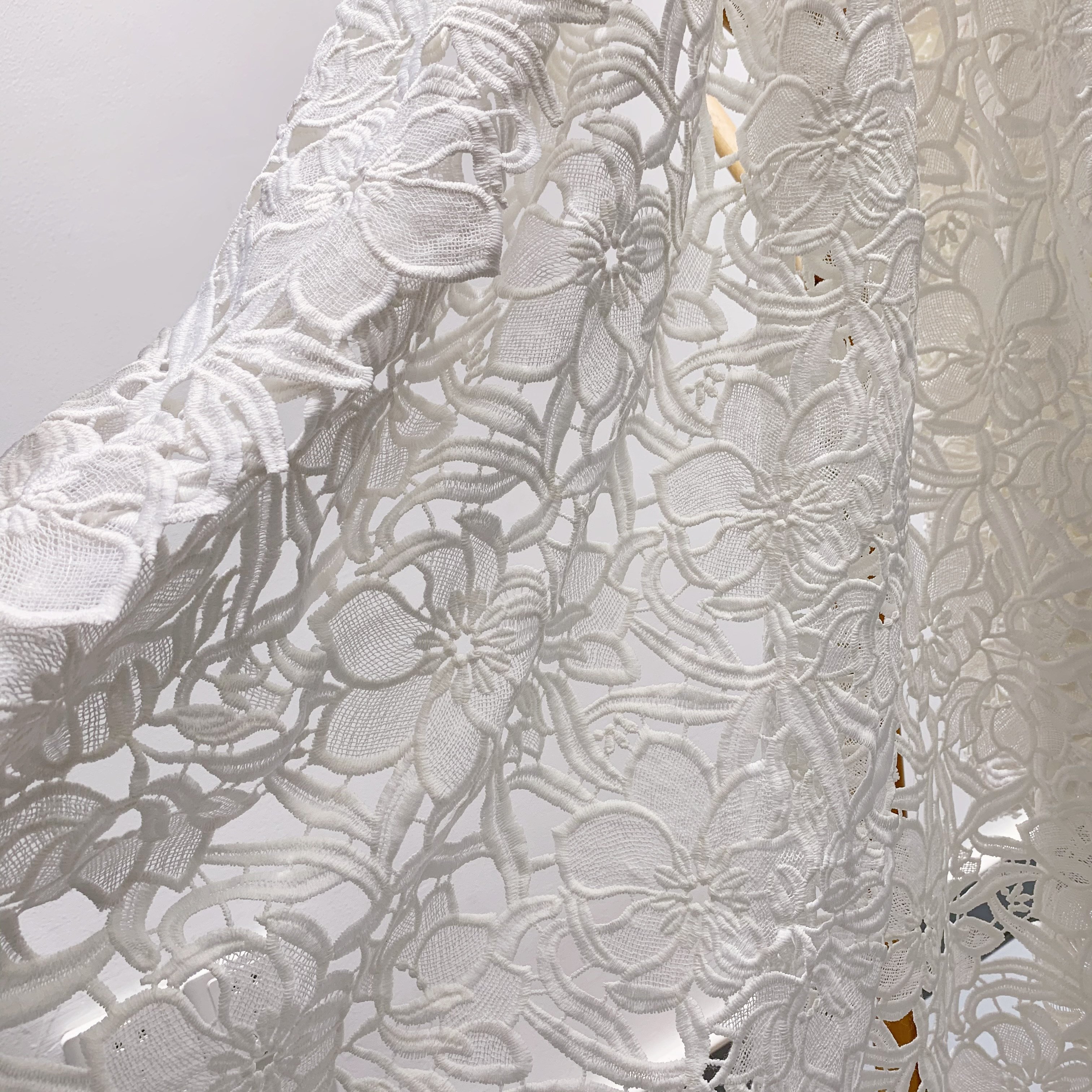 Hot Sale Ivory Floral Guipure Lace Fabric Chemical Embroidery Fabric for Women Dress SS211109-EMB09